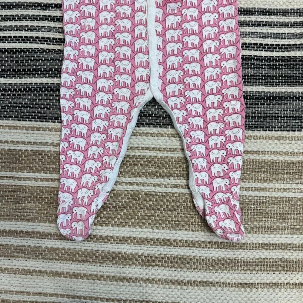 Roller Rabbit Hathi Elephant Print Footie Pajama One Piece Pink White Size 3-6MM